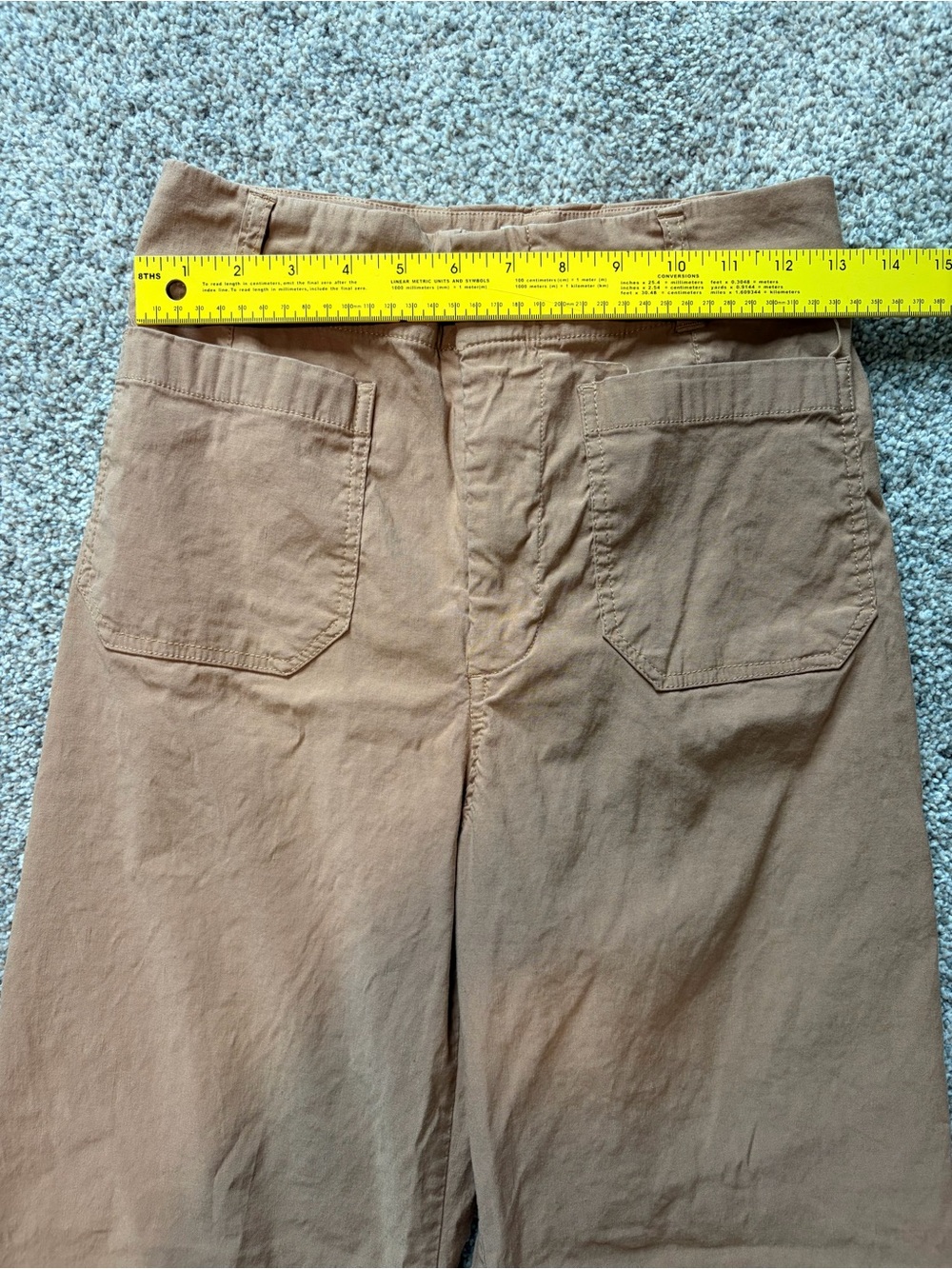 Maeve Colette Linen Blend Wide Leg Full Length Pants Camel High Rise Size 28 - Picture 9 of 12
